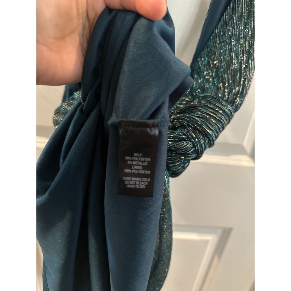 NWOT Lulus Ailey Gold & Teal Blue Skater Dress Size M - Picture 2 of 14